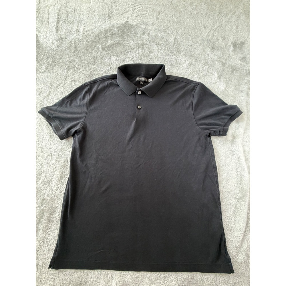 Banana Republic Polo Shirt Mens Large Black Luxury Touch Performance